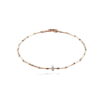 Bracelet Chimento Bamboo Shine en or rose, or blanc et diamant 0.06ct, 18cm