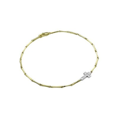 Bracelet Chimento Bamboo Shine en or jaune, or blanc et diamant, 18cm