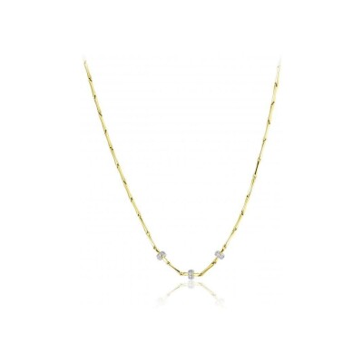 Collier Chimento Bamboo Shine en or jaune, or blanc et diamant 0.18ct, 42cm