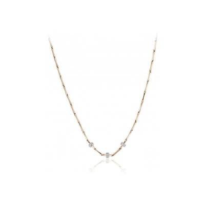 Collier Chimento Bamboo Shine en or rose, or blanc et diamant 0.18ct, 42cm