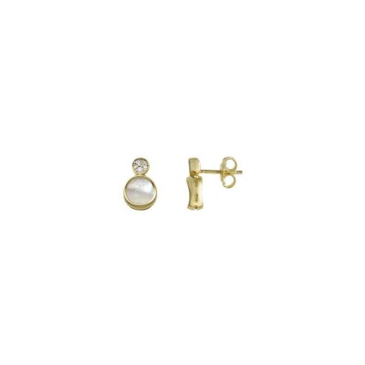 Boucles d'oreilles Chimento Armillas Glow Caleido en or jaune, nacre et diamant 0.06ct
