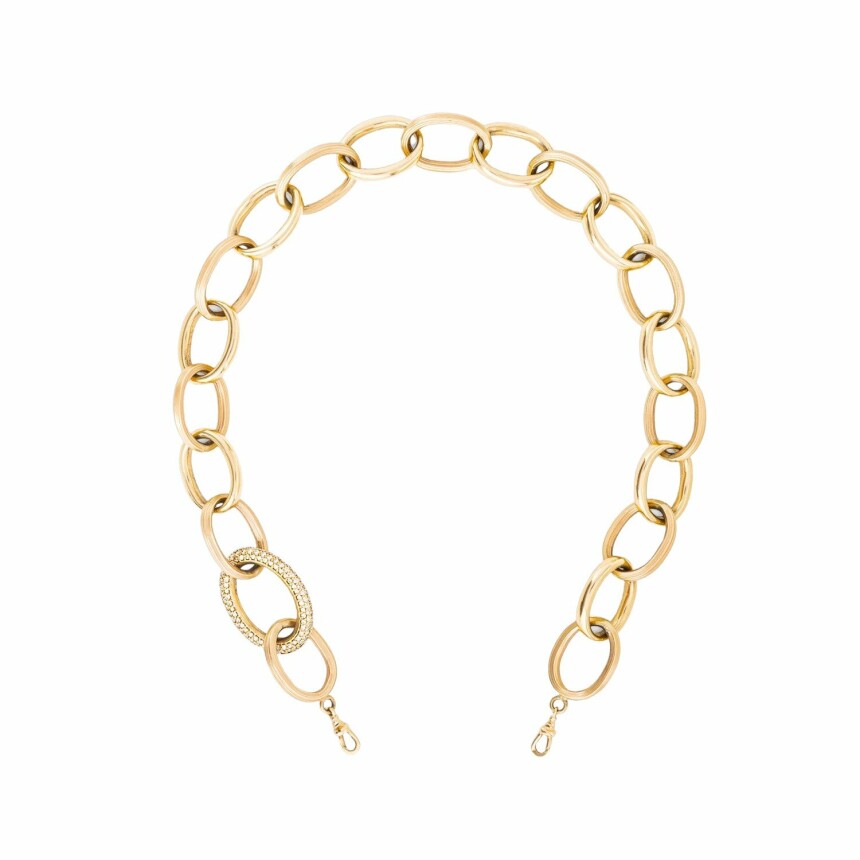 Marie Lichtenberg Rosa Diamonds Chain XL 37 cm - Yellow Gold 9k