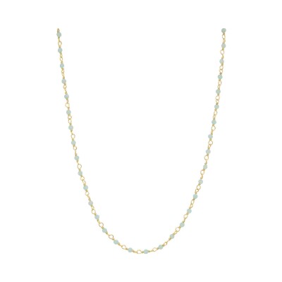 Collier Une A Une Inde en laiton doré et amazonite