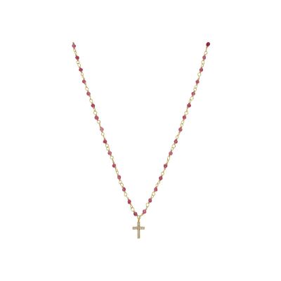 Collier Une A Une Inde en laiton doré et agate
