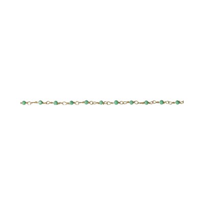 Collier Une A Une Inde en laiton doré et chrysoprase