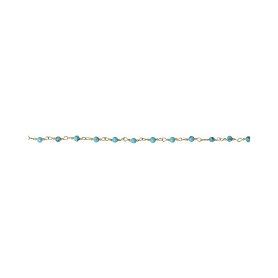 Collier Une A Une Inde en laiton doré et turquoise