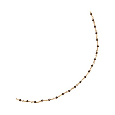 Collier Une A Une Inde en laiton doré et onyx noir