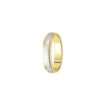 Alliance Jules et Louise en or jaune et platine, largeur 5mm