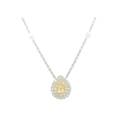 Collier Ligne Vendôme en or blanc, diamant jaune et diamants