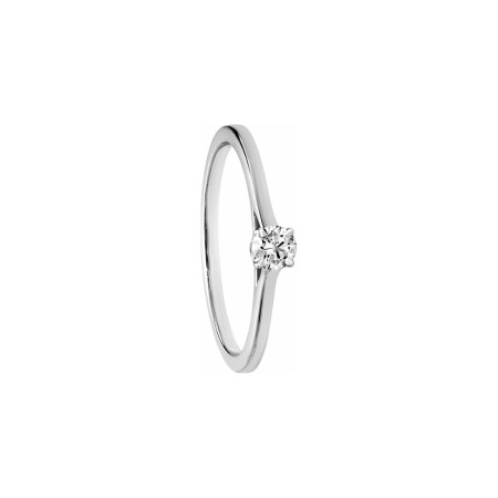 Solitaire lisse Laura en or blanc et diamant 0,15 carat