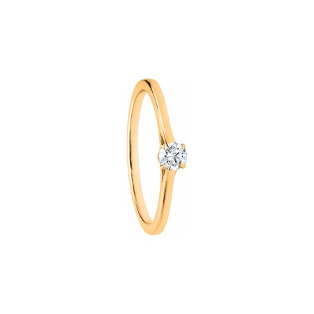 Solitaire lisse Laura  en or jaune et diamant 0,20 carat