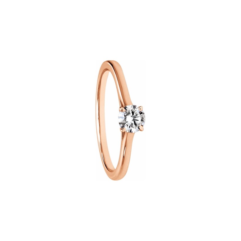 Solitaire Laura lisse en or rose 18 carats et diamant 0.3ct