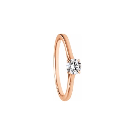 Solitaire lisse Laura  en or rose et diamant 0,30 carat