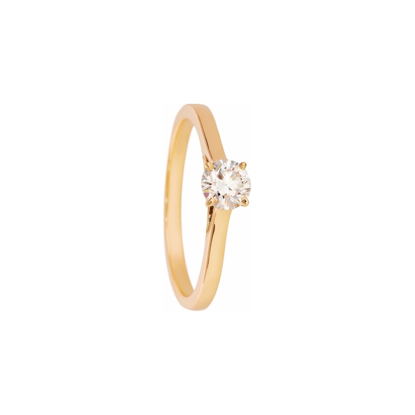 Solitaire Laura lisse en or jaune 18 carats et diamant 0.4ct