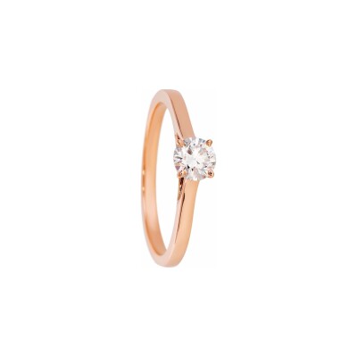 Solitaire Laura lisse en or rose 18 carats et diamant 0.4ct