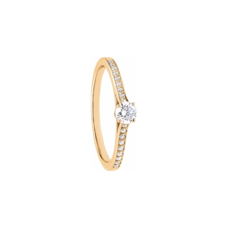 Solitaire pavé Clara en or jaune et diamant 0,30 carat