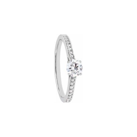 Solitaire pavé Clara en or blanc et diamant 0,40 carat