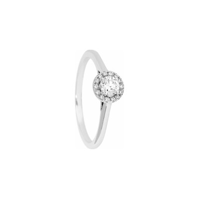 Solitaire Margot en or blanc 18 carats et diamants 0.25ct + 0.07ct