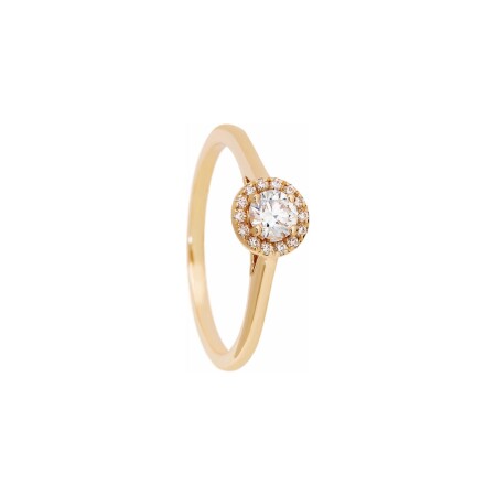 Solitaire entourage Margot en or jaune et diamants 0,25 carat 