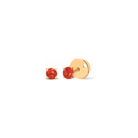 Boucle d'oreilles Laura 4 griffes en or jaune et rubis