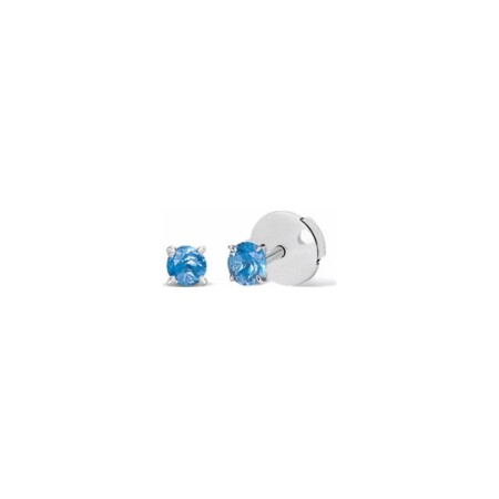 Boucle d'oreilles Laura 4 griffes en or blanc et saphirs