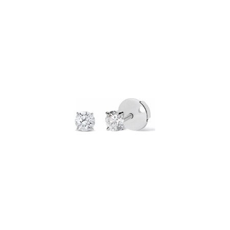 Boucle d'oreilles Laura 4 griffes en or blanc et 2 diamants de 0,25 carat