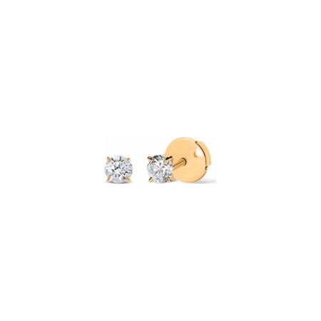 Boucle d'oreilles Laura 4 griffes en or jaune et 2 diamants de 0,25 carat