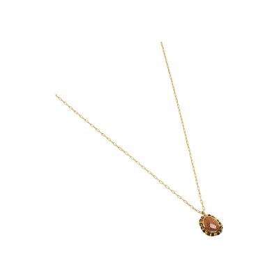 Collier Une A Une Gaya en laiton doré, pierre de soleil et onyx noir