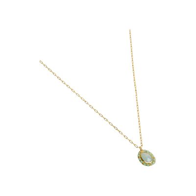 Collier Une A Une Gaya en laiton doré, aigue-marine et tourmaline