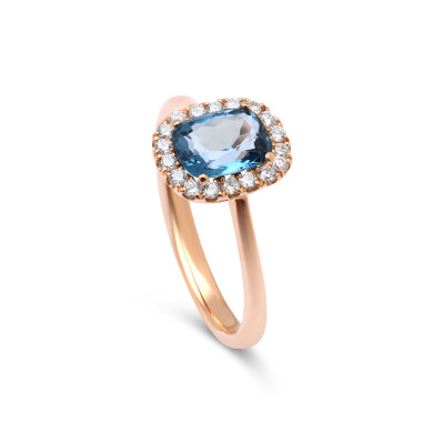 Bague San Marco en or rose, topaze Blue London et diamants