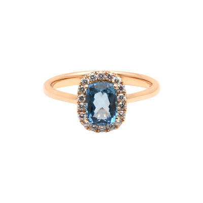 Bague San Marco en or rose, topaze Blue London et diamants