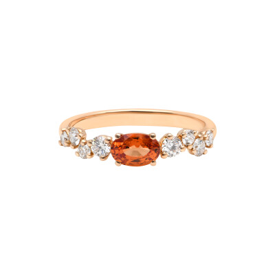 Bague Confetti en or rose, saphir orange et diamants