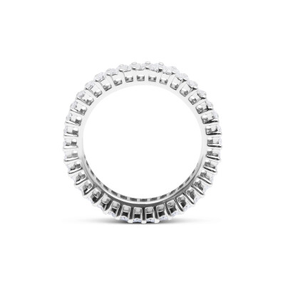 Alliance tour complet en or blanc et diamants taille baguette