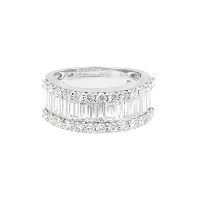 Alliance New Crown en or blanc, diamants taille baguette et diamants