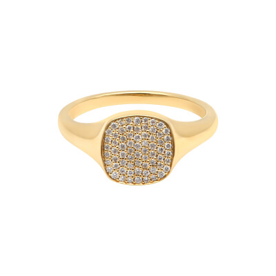 Chevalière en or jaune et diamants