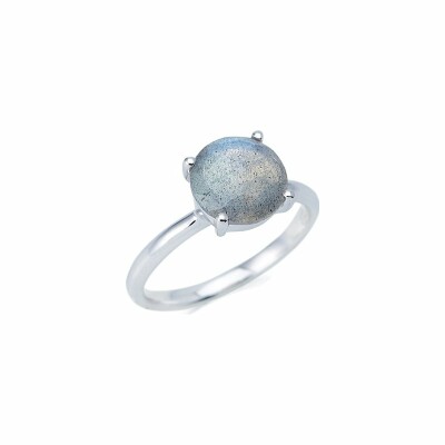 Bague en argent rhodié et labradorite