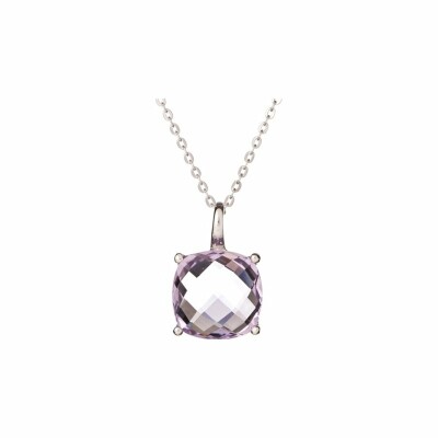 Collier en argent rhodié et améthyste