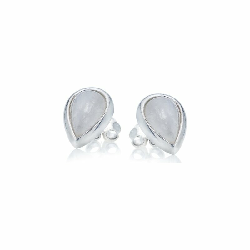 Boucles d'oreilles en argent rhodié et pierre de lune