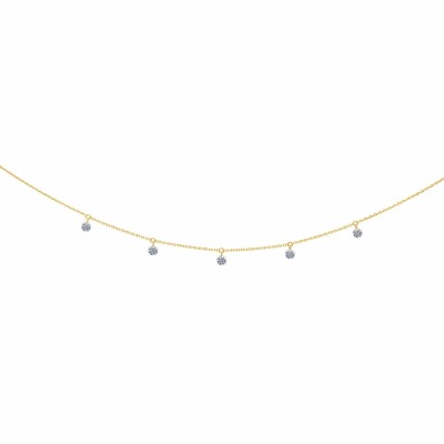 LA BRUNE & LA BLONDE 360° necklace, yellow gold and 0.50ct diamonds