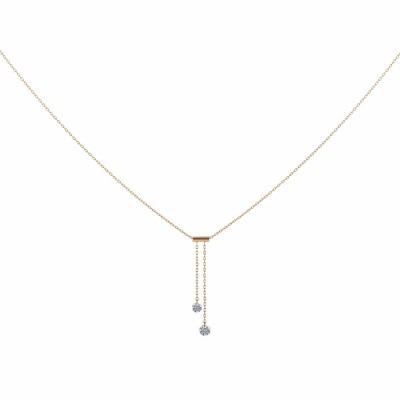 LA BRUNE & LA BLONDE Tie necklace, rose gold and 0.20ct diamonds