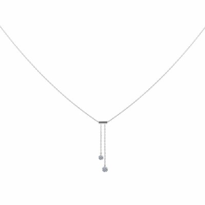 LA BRUNE & LA BLONDE 360° Tie necklace, white gold and 0.20ct diamonds