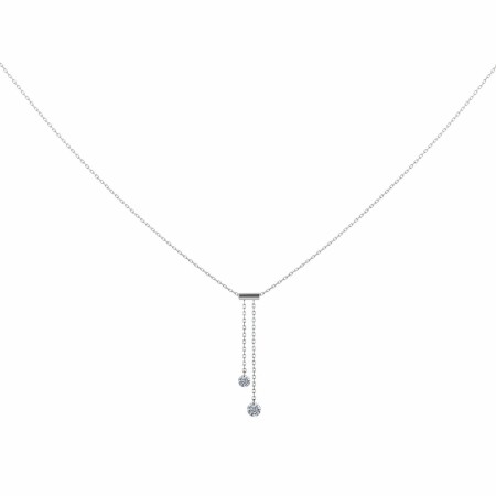 Collier LA BRUNE & LA BLONDE 360° Cravate en or blanc et diamants de 0.20ct