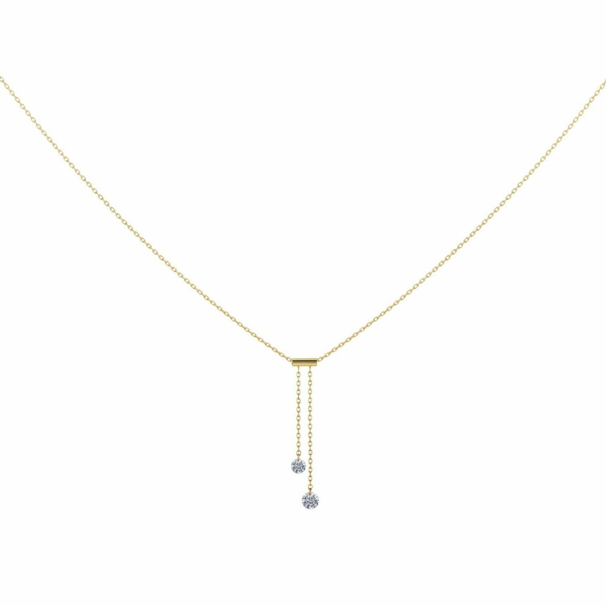 LA BRUNE & LA BLONDE 360° Tie necklace, yellow gold and 0.20ct diamonds