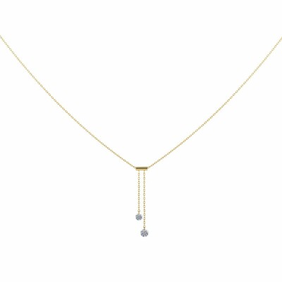 LA BRUNE & LA BLONDE 360° Tie necklace, yellow gold and 0.20ct diamonds