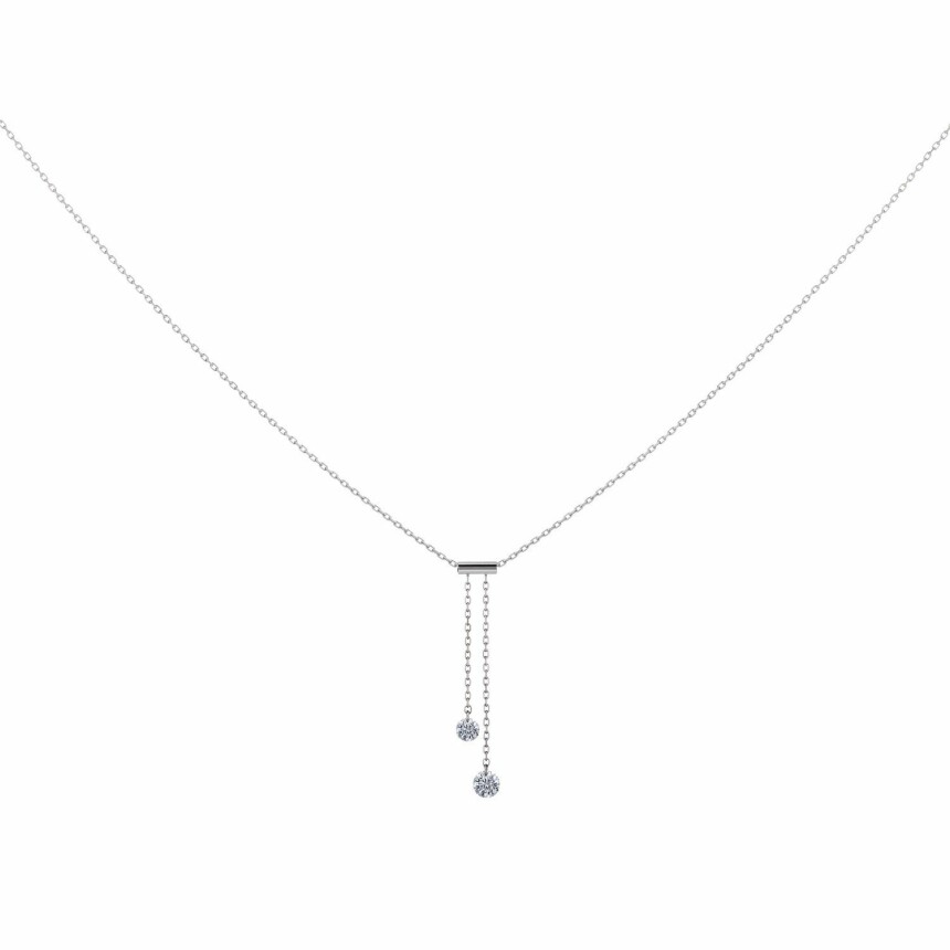 Collier LA BRUNE & LA BLONDE 360° Cravate en or blanc et diamants de 0.35ct