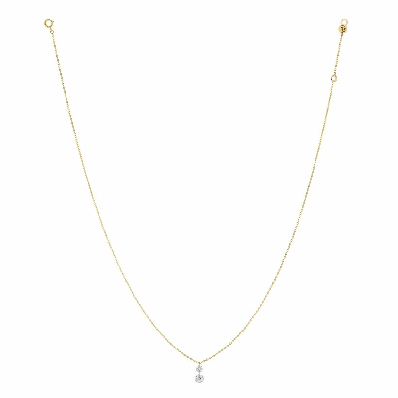 LA BRUNE & LA BLONDE 360° Duo necklace, yellow gold and 0.35ct diamonds