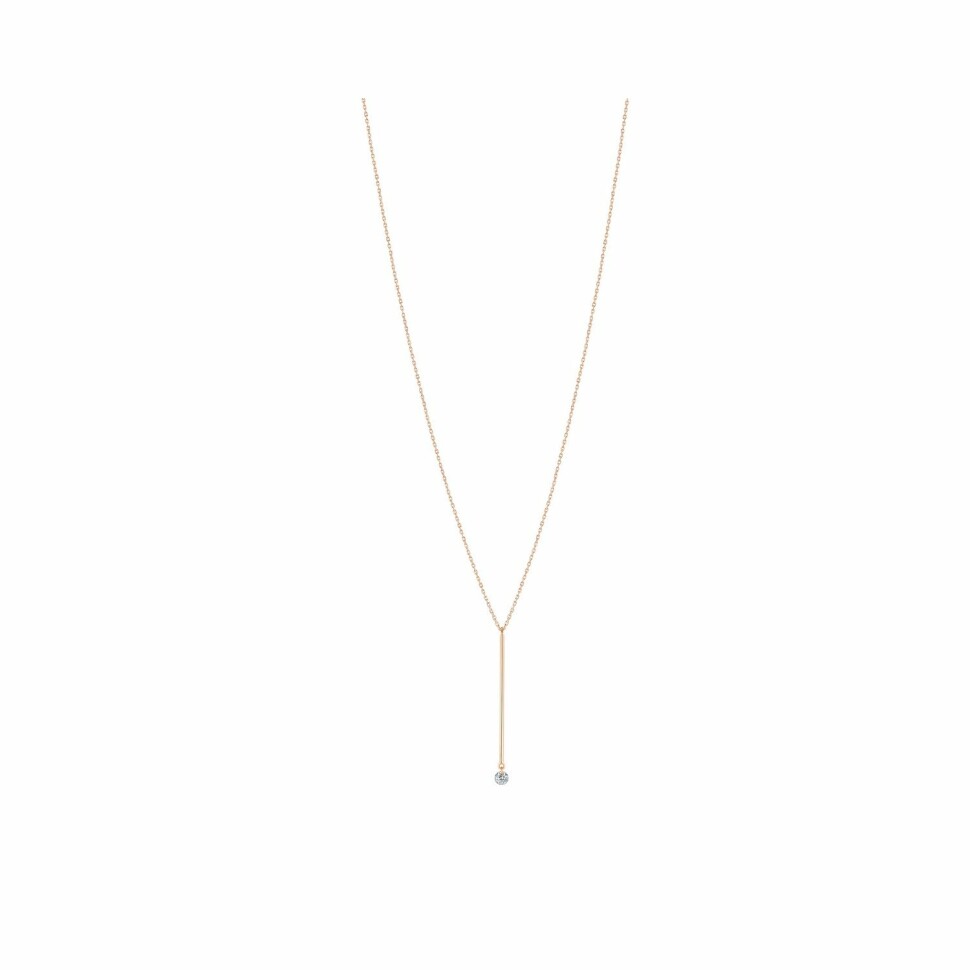 LA BRUNE & LA BLONDE MAJORETTE long necklace, rose gold and 0.10ct diamonds