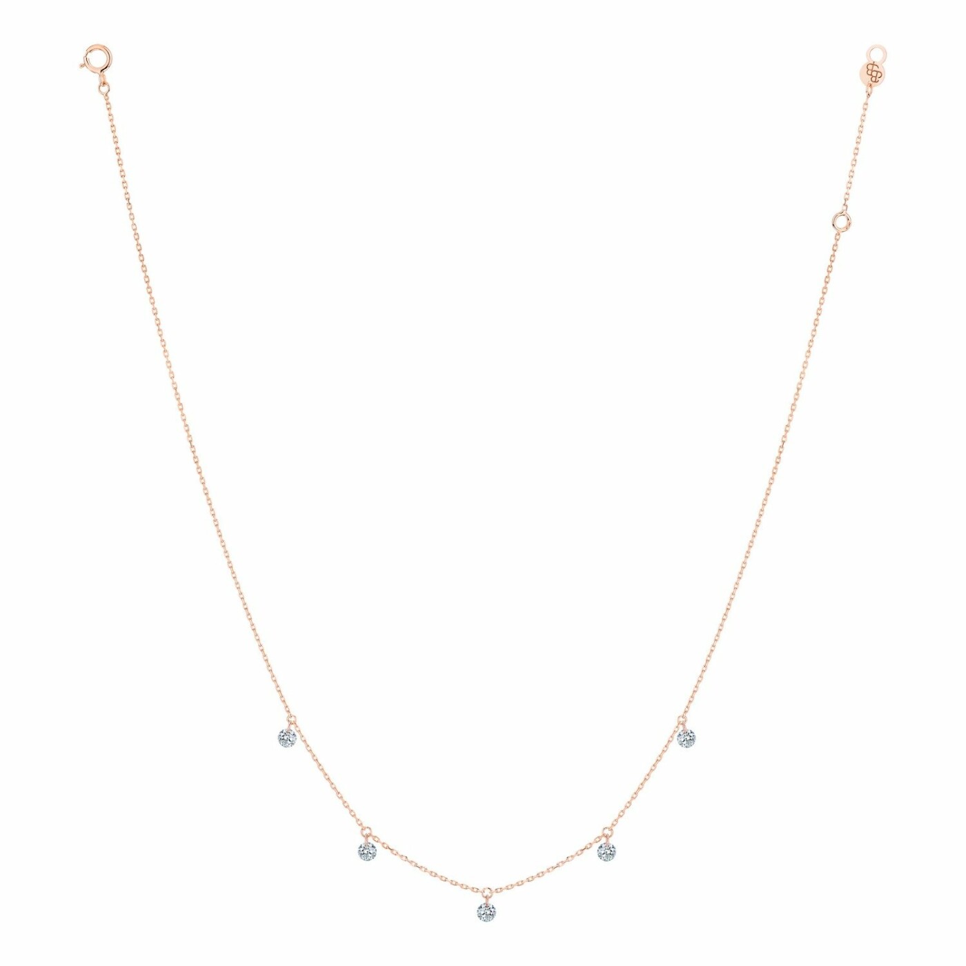 Collier La Brune & La Blonde 360° en or rose et diamants de 0.35ct