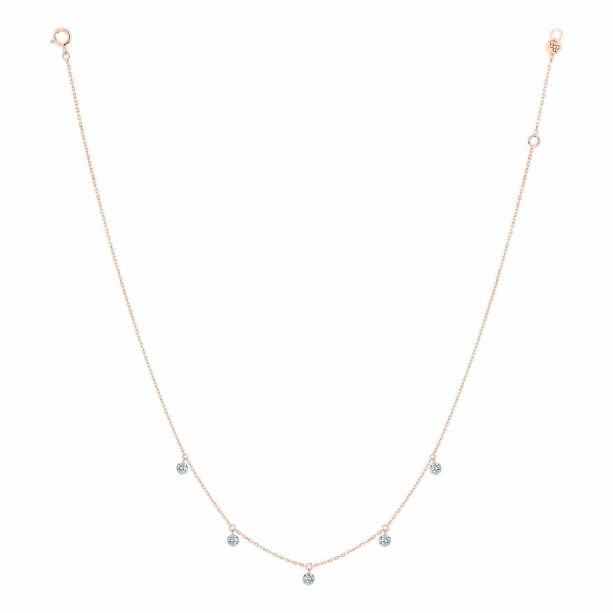 LA BRUNE & LA BLONDE 360° necklace, rose gold and 0.35ct diamonds