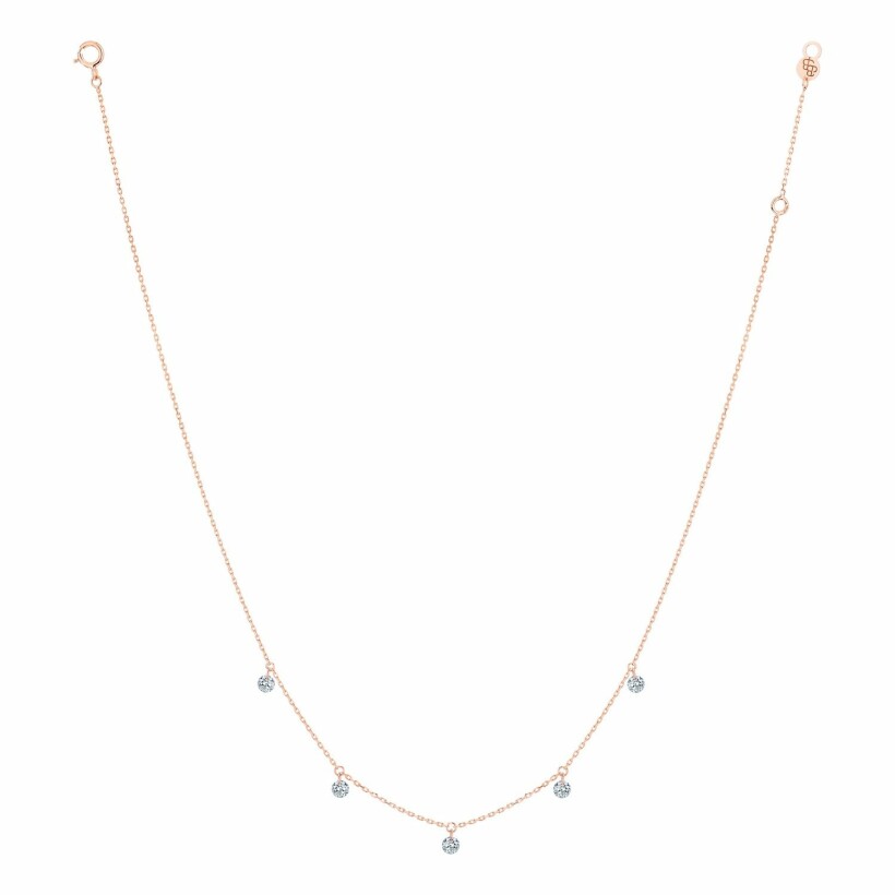 LA BRUNE & LA BLONDE 360° necklace, rose gold and 0.35ct diamonds